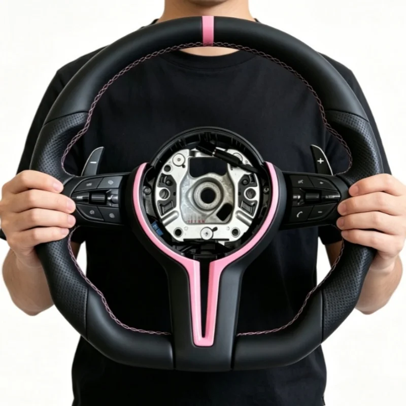 Factory Direct Pink Genuine Leather Steering Wheel Parts For BMW F32 F34 M3 M5 E90 E70 F10 F12 F15 F20 F22 F25 F26 F30 E92 E84