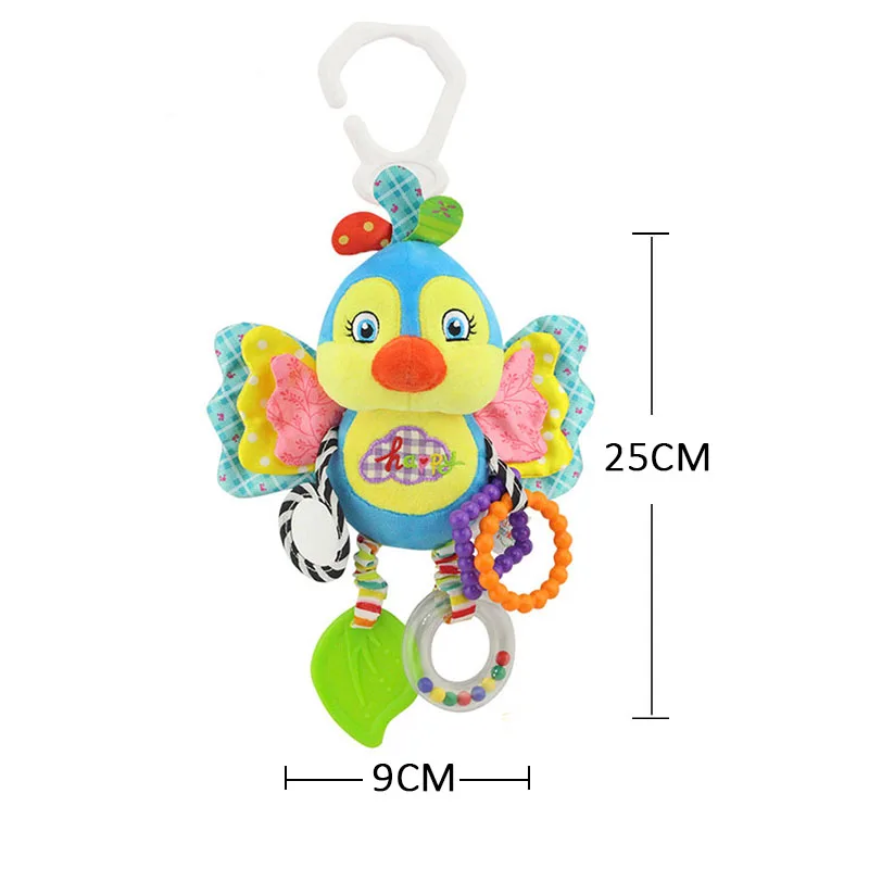 Sonajero de peluche para bebé, juguetes suaves de animales, pato, conejo, mariposa, pájaro, campanas, sonajeros, juguetes con mango para bebé de 0 a 12 meses, mordedor, juguetes para bebé