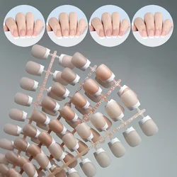 120pcs Extra short Pre-Made French Tip Gel Nail Tips Nude Pink Full cover XXS Coffin Press On Nails Pre-applied Primer Base Coat