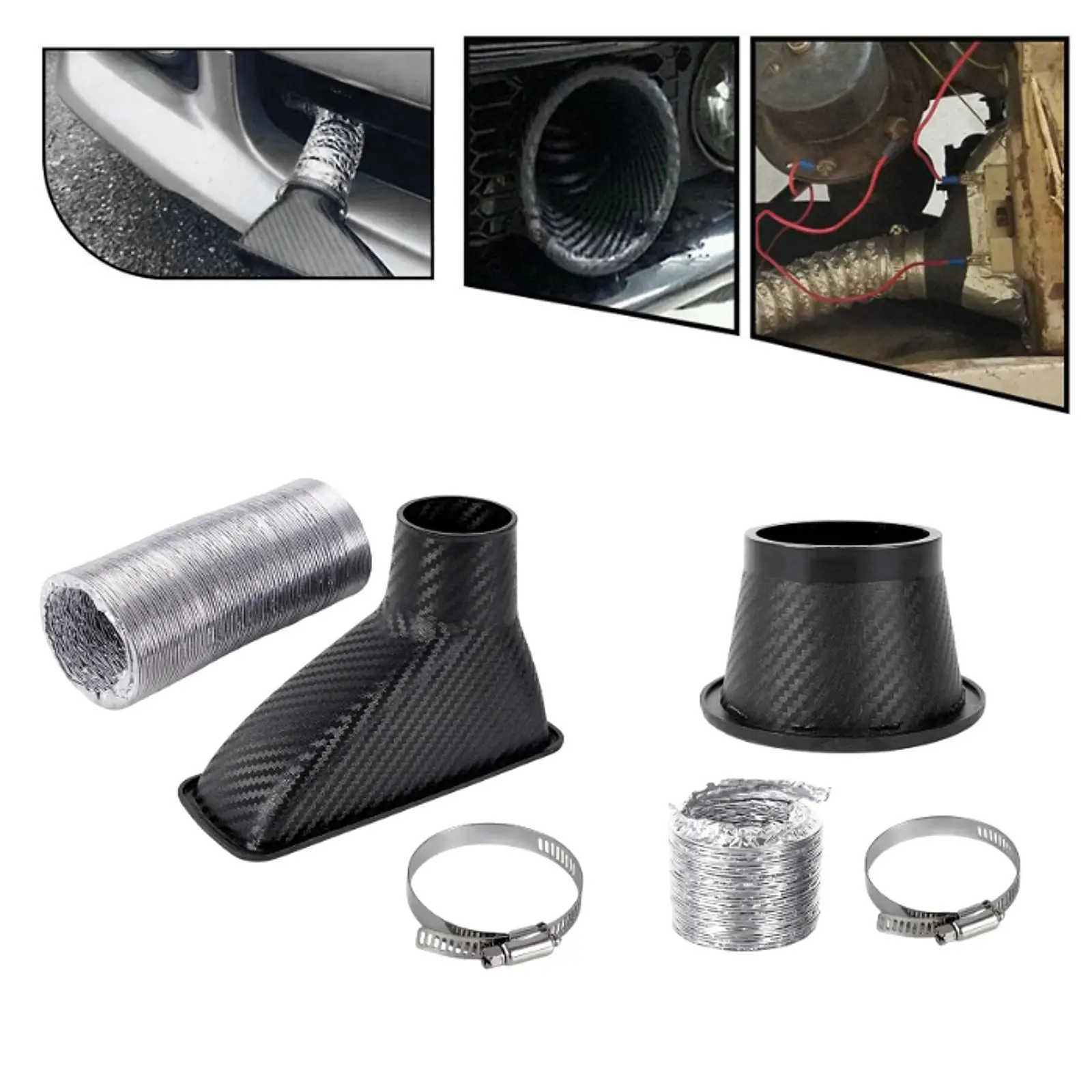 

Cold Air Intake Pipe Kit Easy Install Sturdy ABS Filter Induction Hose Automotive Air Pump for Engine Upgrade
