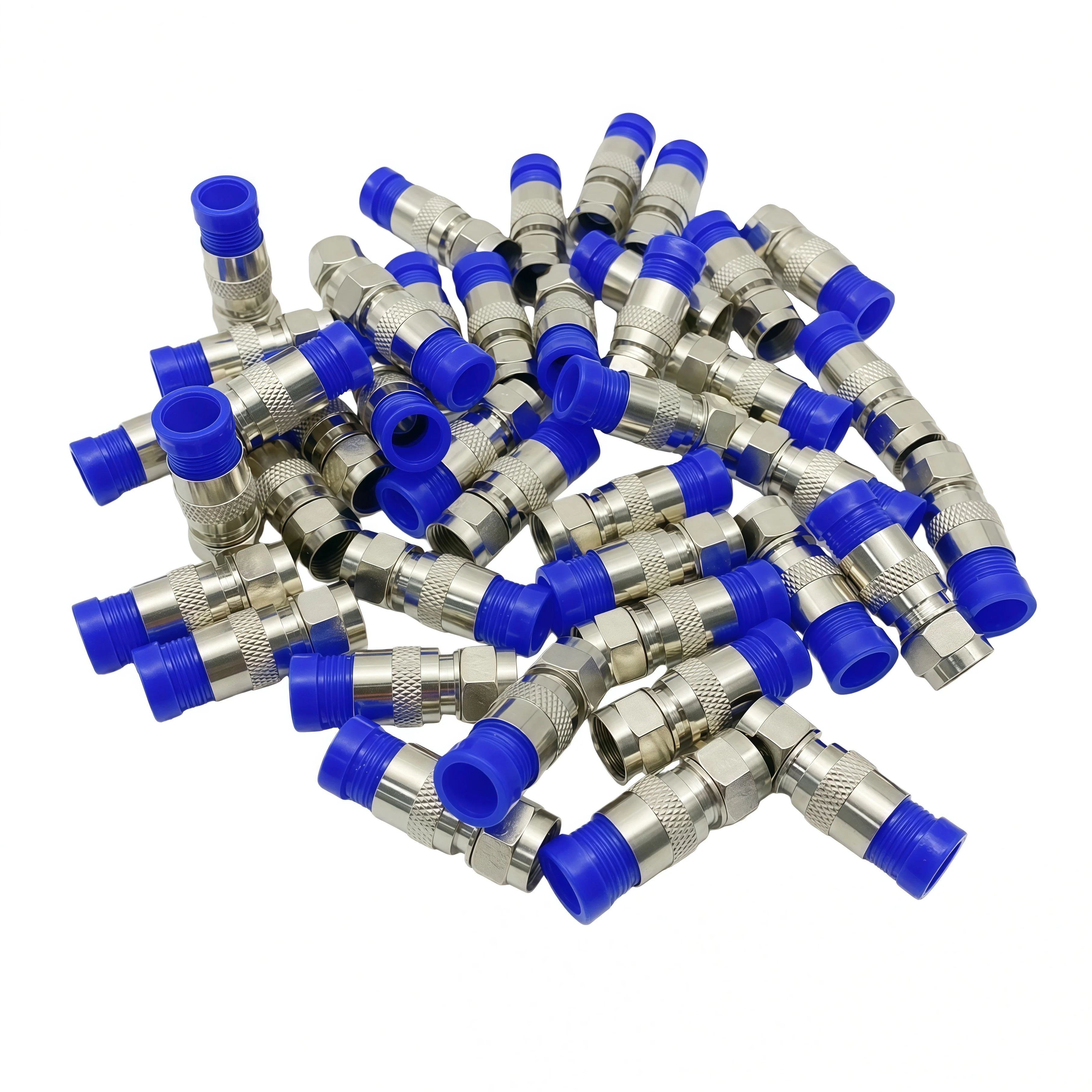 100PCS British standard extruded F-head mesh rod RG6F-head two-shielded four-shielded 75-5 extrusion head