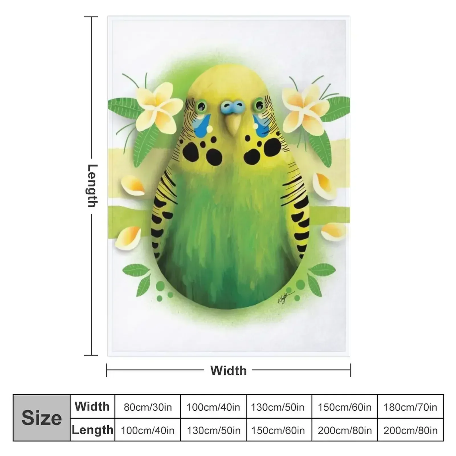 Tropical Lime Budgie Throw Blanket couch cozy soft plush fuzzy picnic outdoor blanket