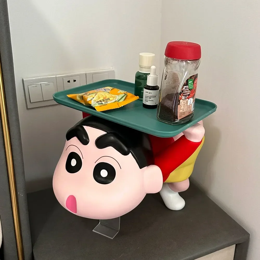 Kawaii 24cm Crayon Shin-Chan Tray Figures Show Your Butt Living Room Large Toy Vinyl Trendy Ornaments Car Desktop Decoration Gif