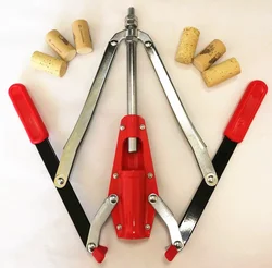 Double Lever Hand Corker Wine Bottle Corker With 2 Handled Corking For Homebrew Wine Making + 6 Pcs Wood Bottle Cork