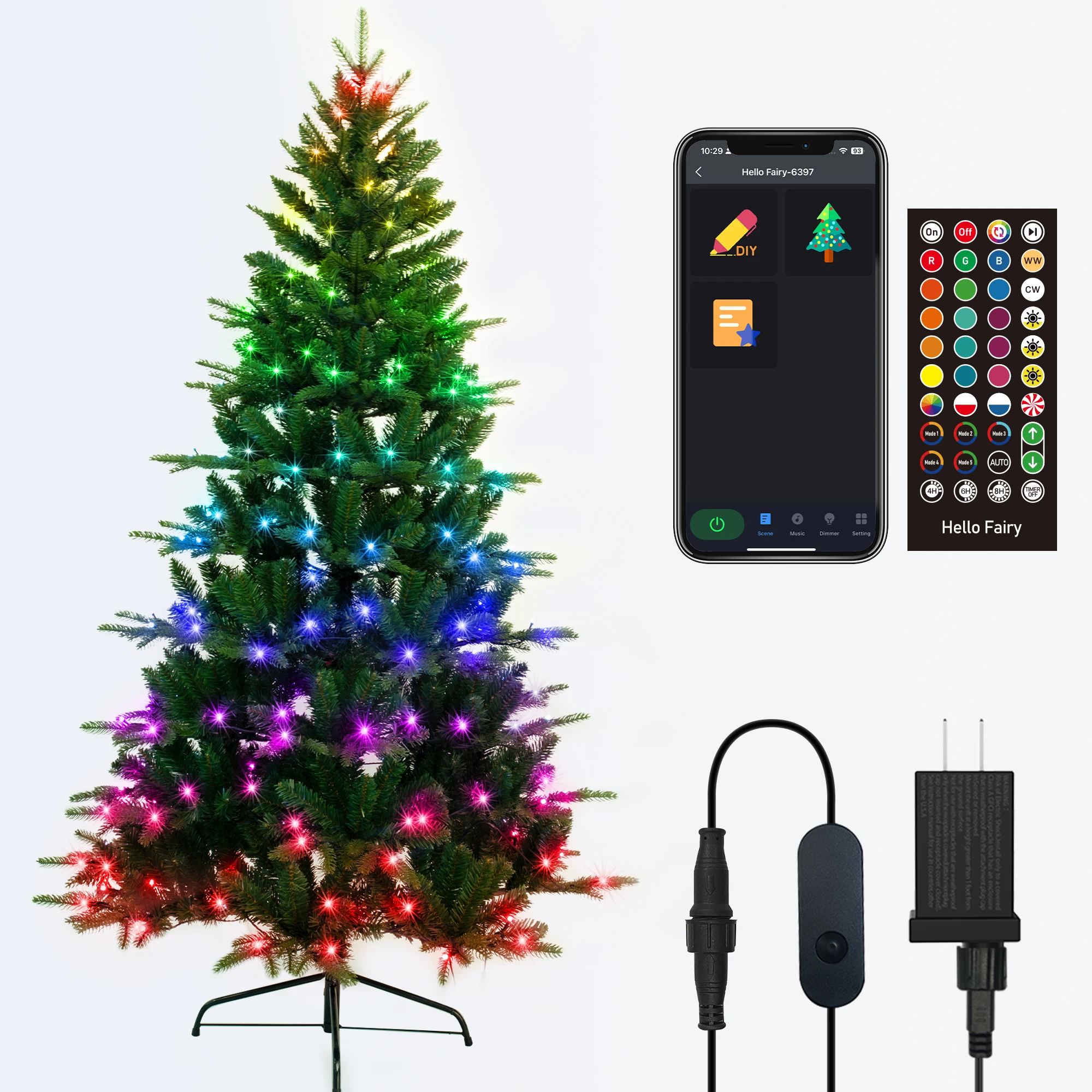 Wifi Smart Controller Pre-lit Colorful Lighted Artificial Christmas Tree With RGB Lights PE PVC Mixed Xmas Tree