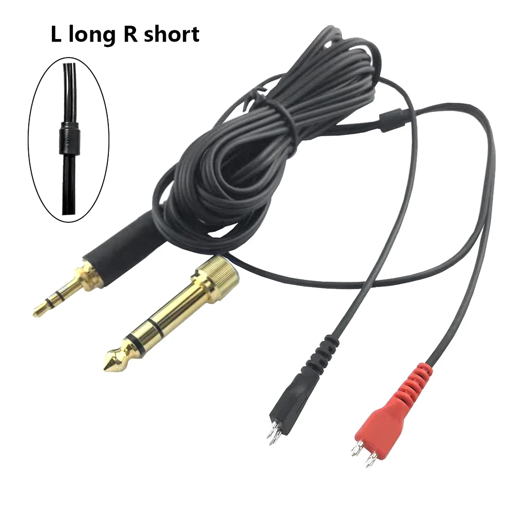 Substituição do cabo de áudio para auscultadores Sennheiser, L longo R curto, HD25, HD560, HD540, HD480, HD430, 414, HD250