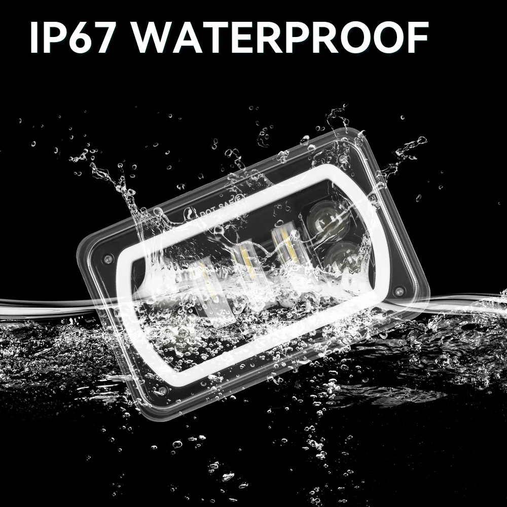 1pc Black Motorcycle DRL Lamp 4X6 LED Headlight For Honda XR250 XR400 XR650 Suzuki DRZ Accessories Rectangular Light