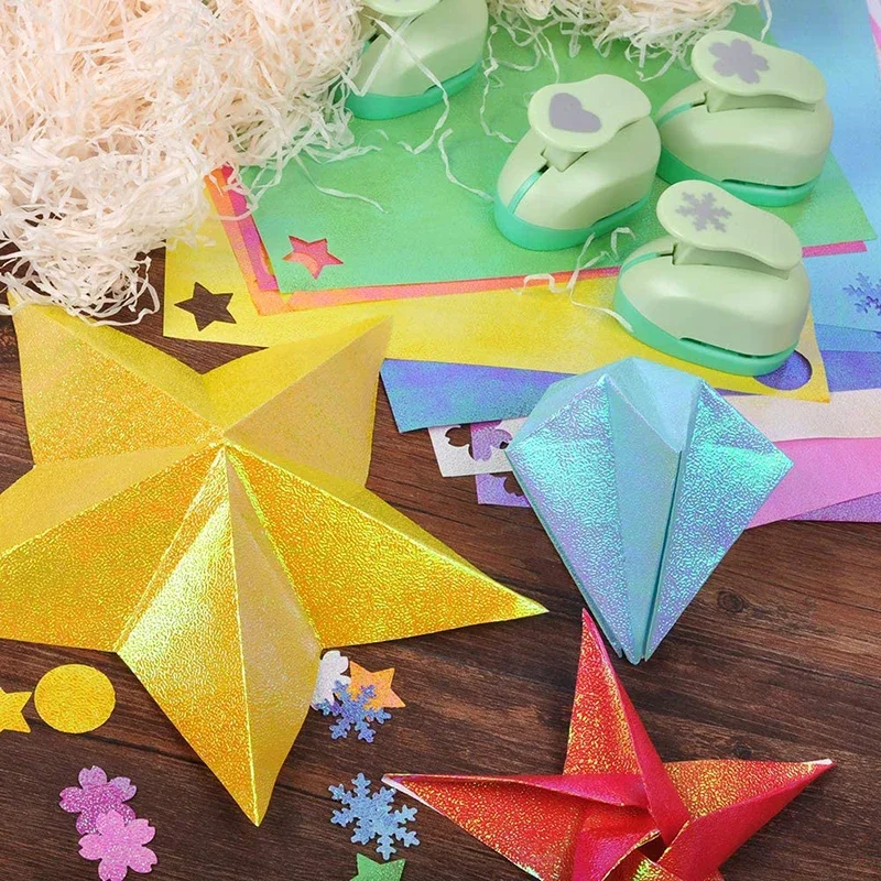 50 Sheet Shiny Origami Paper Crane 10 Colors Iridescent Paper Origami Decoration Square Folding Paper For DIY Kids Arts Crafts