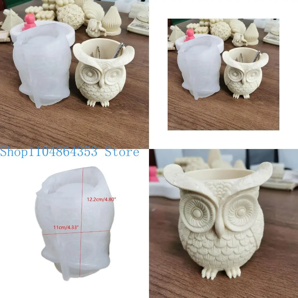 652F قوالب راتنجات DIY مناسبة لأواني الحلوى البومة وعاء زهرة شكل الطين