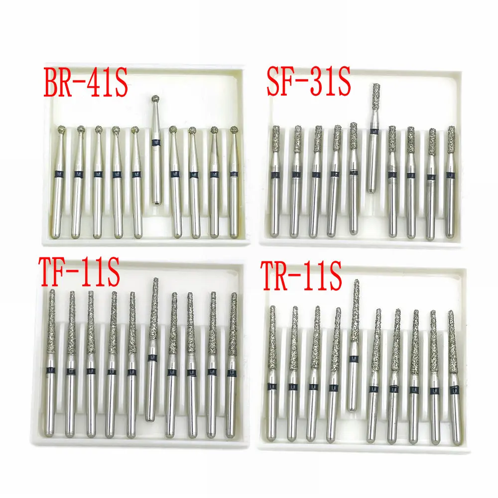 10pcs/pack Dental Diamond Burs Drill FG Diamond 1.6mm Shank for High Speed Handpiece Burs Dentist Tools