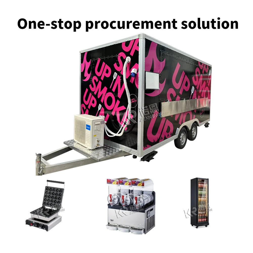 รถพ่วงขายอาหารเคลื่อนที่2024ขายอาหารบนท้องถนนพิซซ่าเคบับแฮมเบอร์เกอร์ฮอตดอกน้ำแข็ง