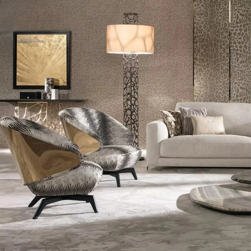 

Italian high-end luxury sofa modern elegant villa leopard print lounge chair living room hotel new fashion furniture