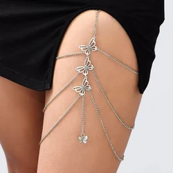 1pc sexy butterfly women's thigh chain elastic multi-layer butterfly long leg chain fashion chain body chain accessories