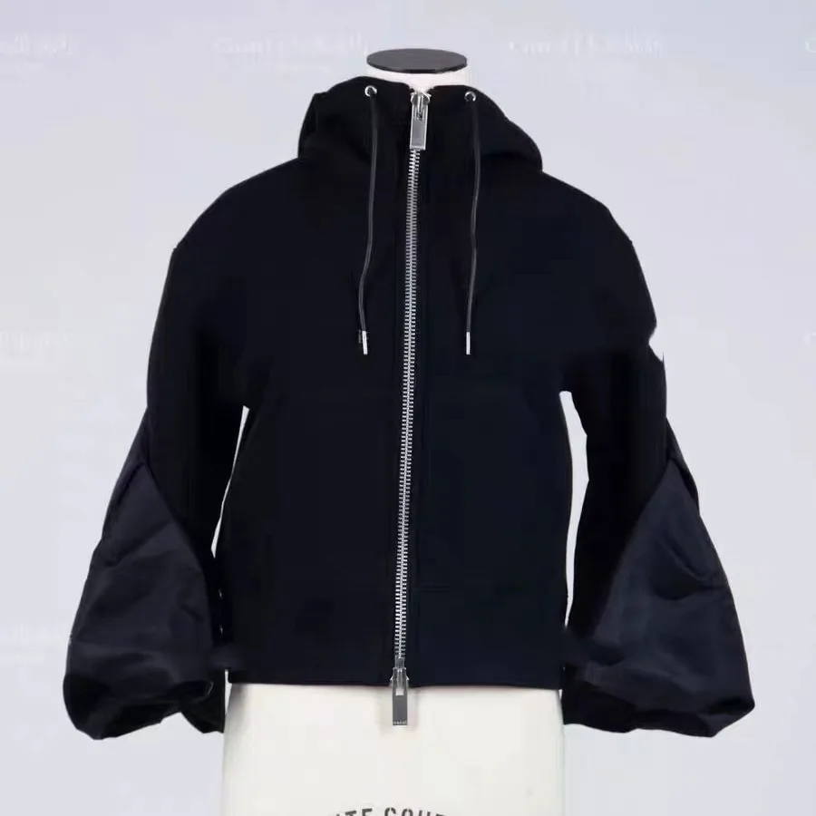 

2025 New Arrival Flare Sleeve Hooded Sweatshirt Patchwork Jacket Casual Streetwear y2k clothes