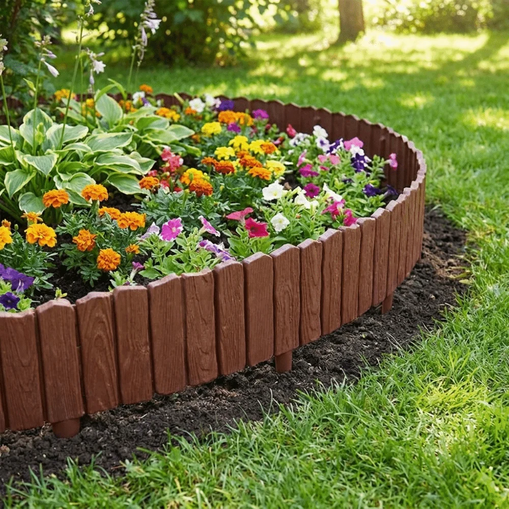 3pcs Plastic Material Garden Edging Border Interlocking Design Weather-Resistant Decorative Fence Panels Lightweight