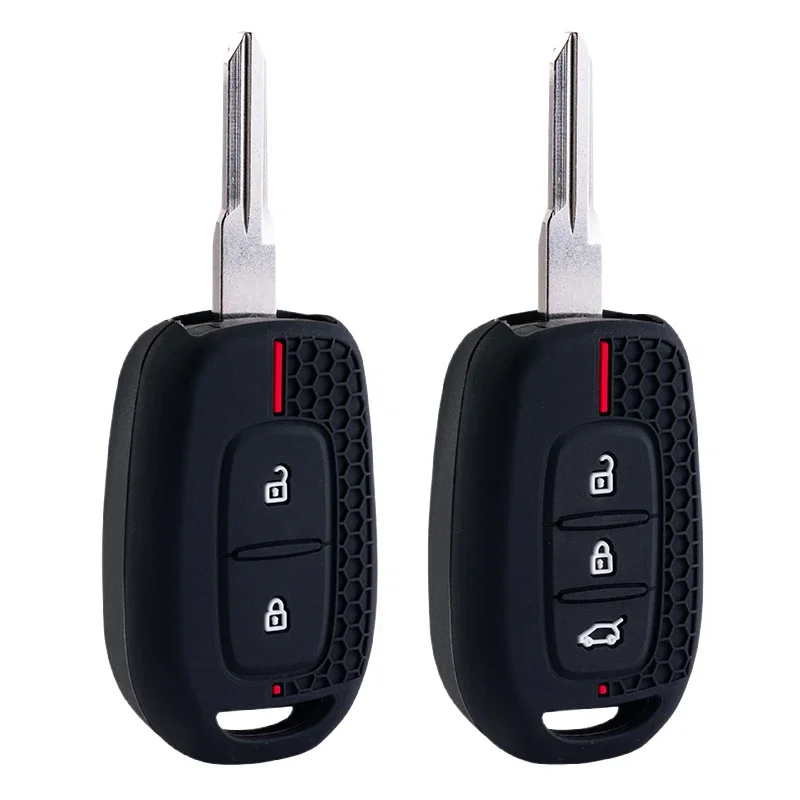 2/3 botão fob escudo titular silicone chave do carro capa caso para renault kwid símbolo de tráfego dacia sandero logan espanador 2016 2017 2018