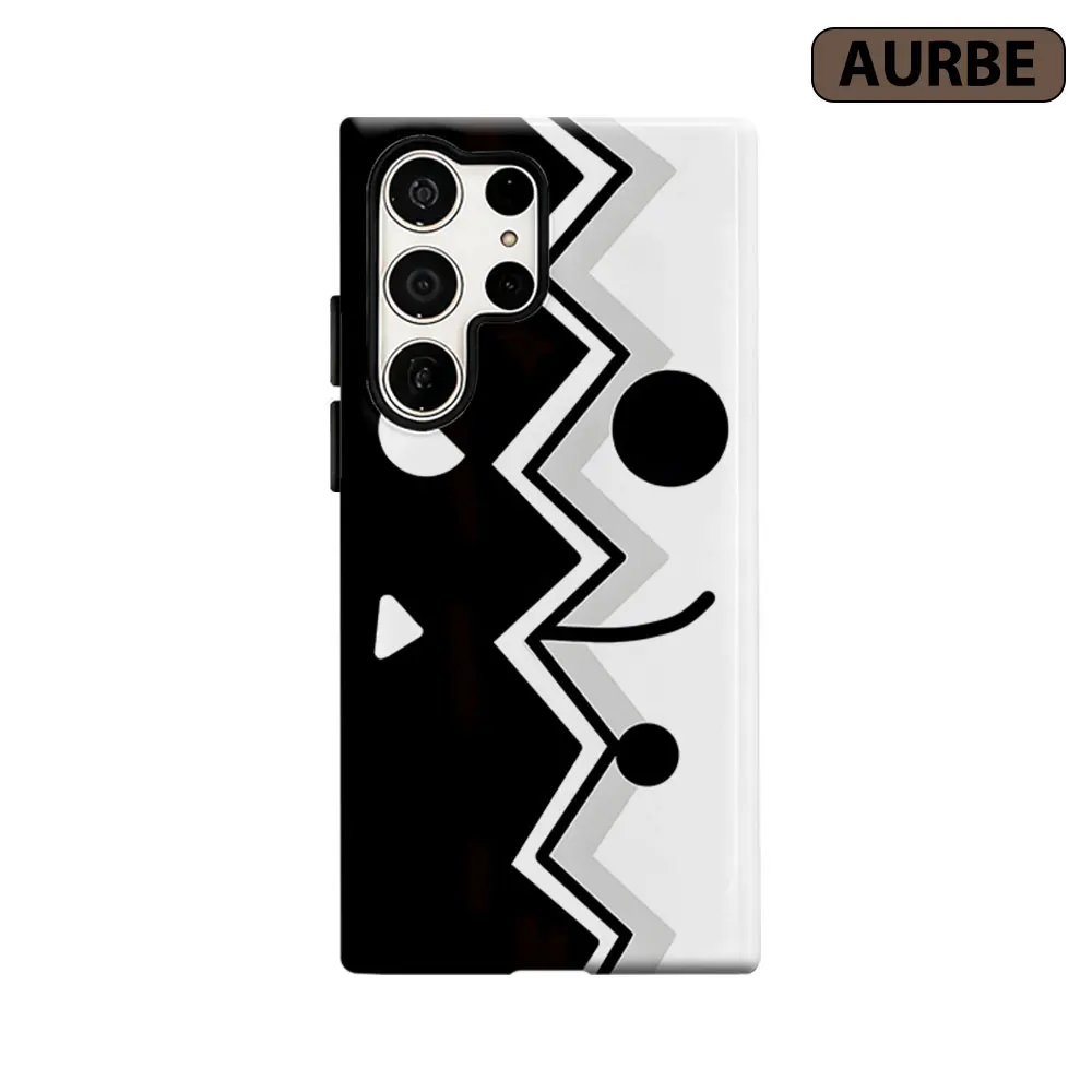 Geometric Zigzag Phone Case For Samsung Galaxy S26 S25 S24 S23 Ultra Plus HD Hard Double Layer Film Cover