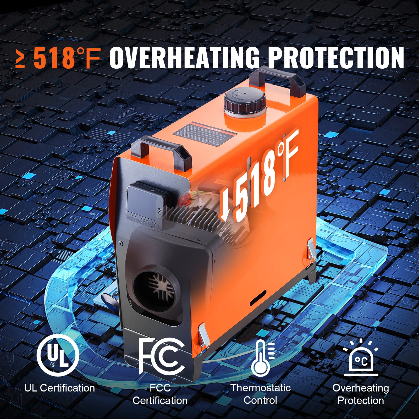 SucceBuy 5/8KW سخان السيارة الديزل مسخن الهواء 12 فولت سخان الديزل مع LCD التبديل كاتم الصوت وقوف السيارات سخان الديزل لسيارة شاحنة قارب