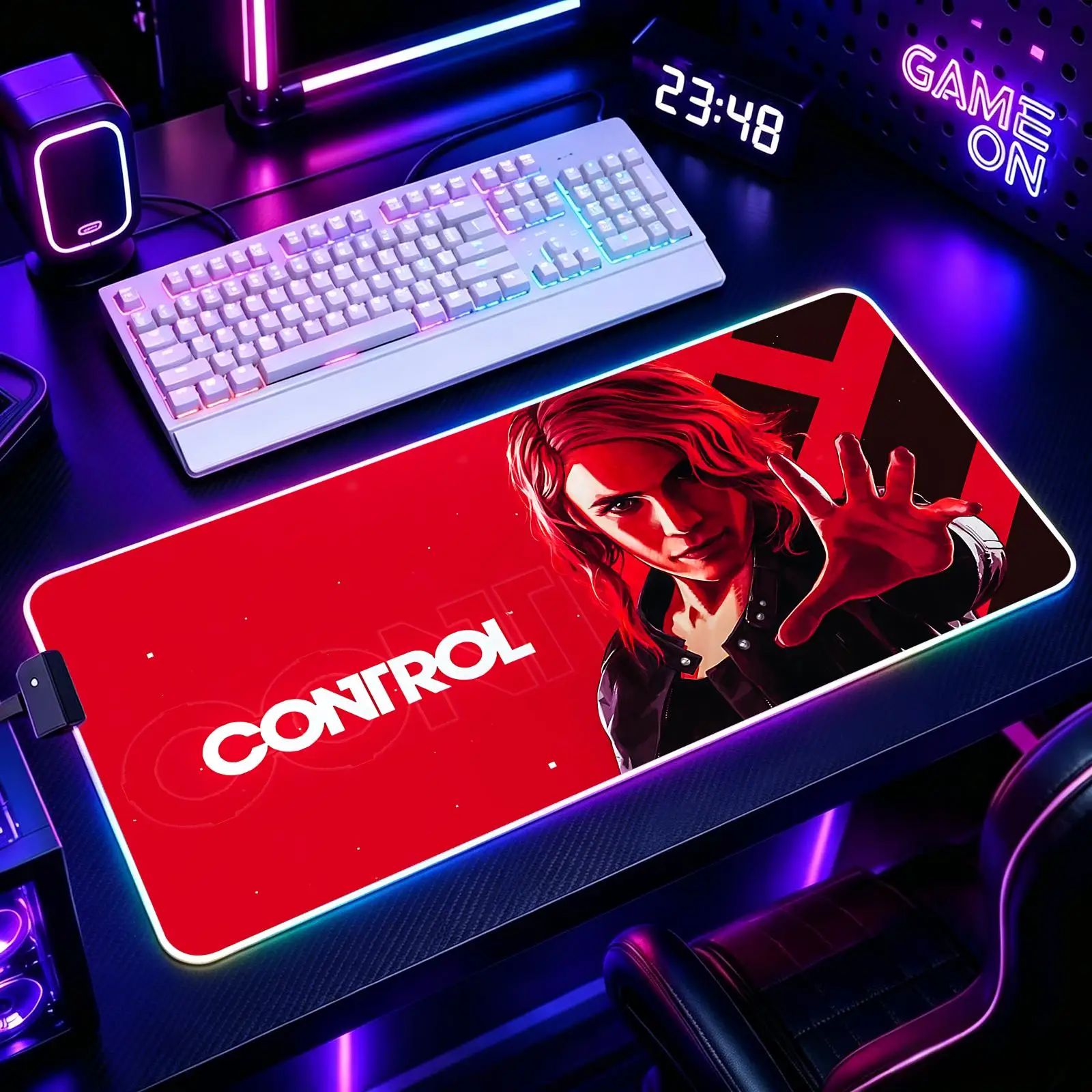 Control  Mouse Pad RGB Color Changing Gaming Mouse Pad, Stitched Edges, XXL Non-Slip Large Keyboard Desk Mat