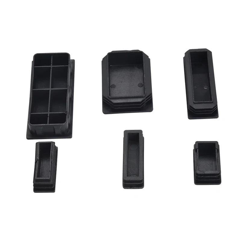 Black Plastic Blanking End Caps Rectangular Pipe Tube Cap Insert Plugs Bung Furniture Tables Chairs Foot Pads Protectors