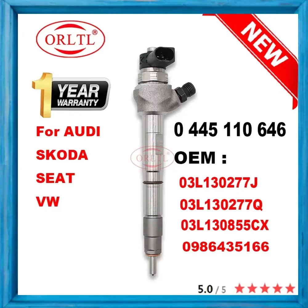 Inyector Diesel Original 0445110646 Inyector Common Rail 03L 130 277 Q, 03L 130 277 J Para VW Amarok Audi A4 A6 Q5 Skoda Seat 2.0TD