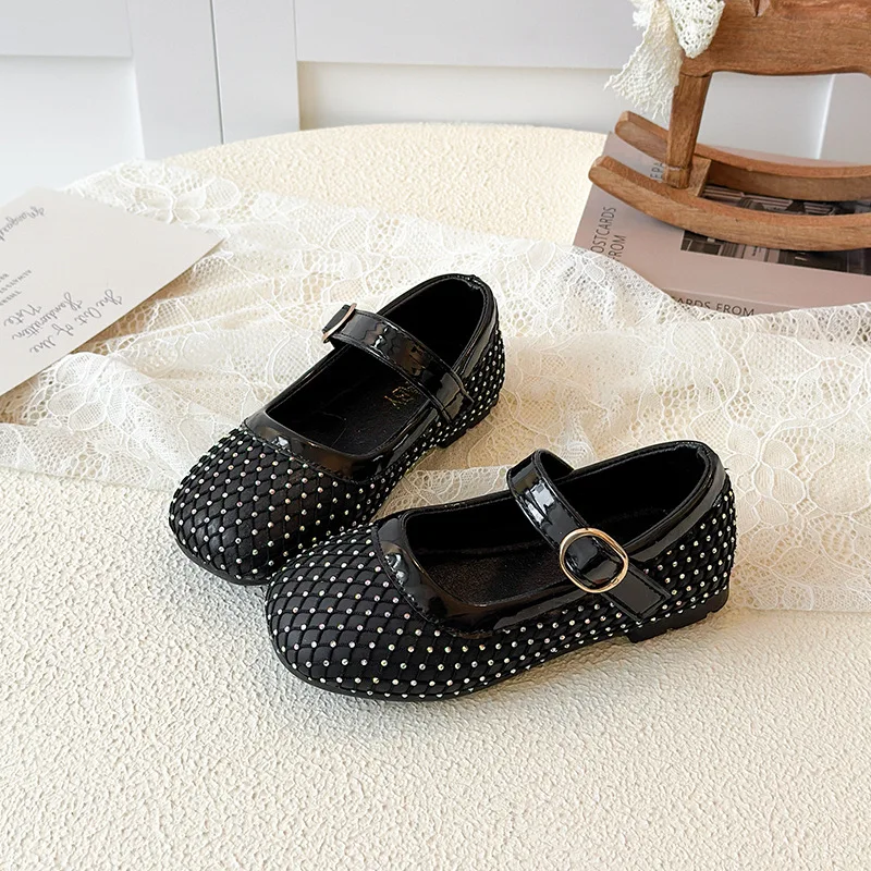 

Fashionable Children Flat Shoes Princess Rhinestone Party Shoes Girls Korean Version Soft Sole Versatile Shoes Kids Comfortable