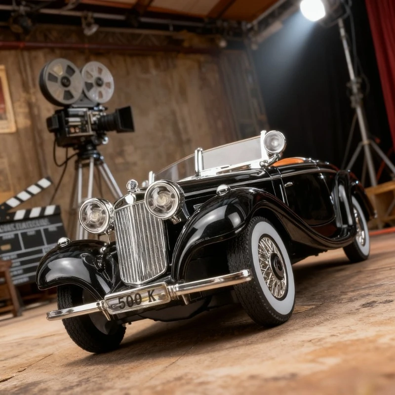 

2025 Новый Классический Ретро 1:24 Mercedes Benz 500K1936 Модель автомобиля из сплава Звук и свет Детские игрушки Коллекционные предметы Подарок на день рождения