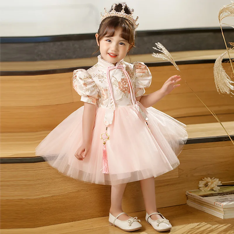 Baby Girls 2024 New Birthday Baptism Princess Ball Gown Children Fashion Cute Beading Design Party Wedding Dress y1282