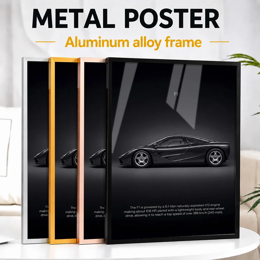 United Kingdom F1 Supercar Framed Aluminum Metal Poster Customized Photo High Speed Grand Prix Style Wall Art For Home Office