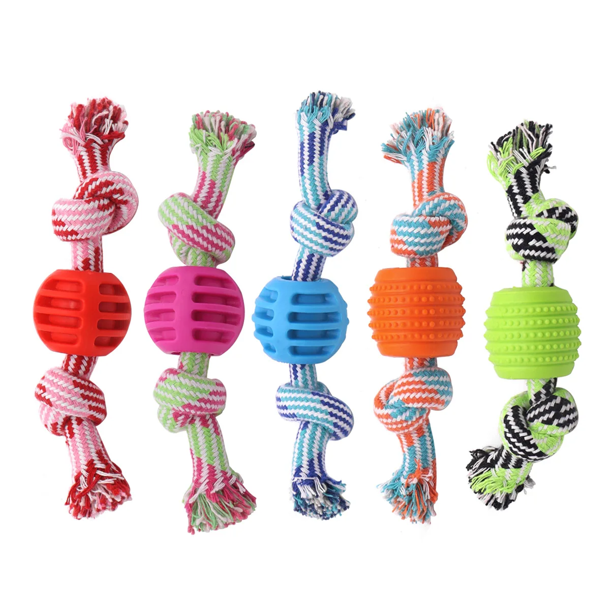 Durable Cotton Rope Dog Toys Chew Ball Self Play Teeth Clean