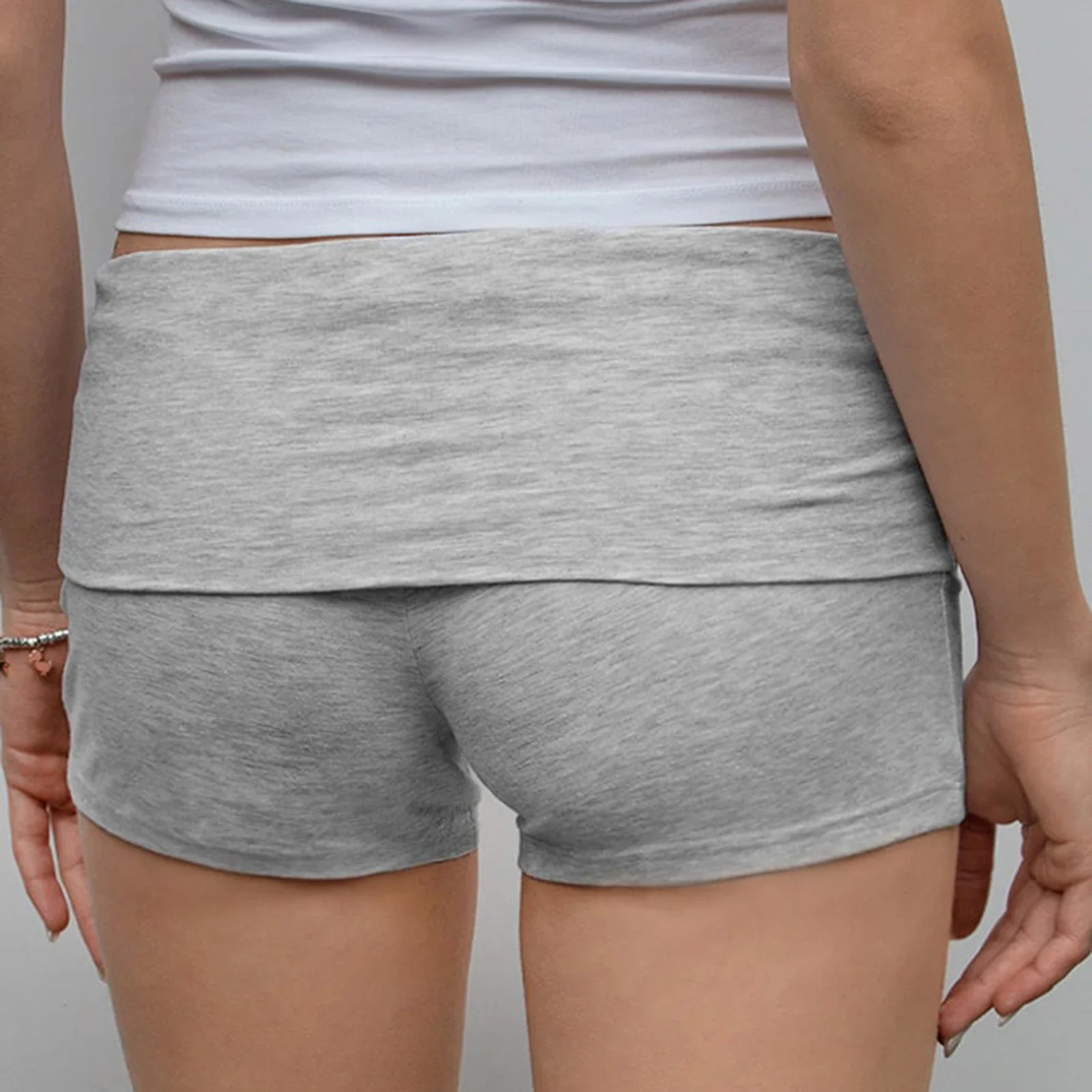 Zomer slanke yogashorts voor dames, casual effen kleur, omvouwbare loungeshorts met lage taille