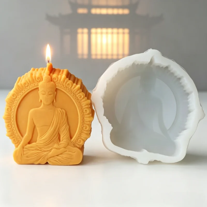 Meditation Buddha Silicone Candle Mold Relief Buddha Statue Mould DIY Resin Plaster Soap Zen Spiritual Home Yoga Room Decor Gift