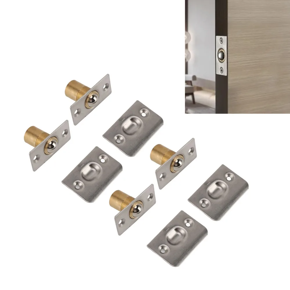 6pcs Strong Stainless Steel Door Ball Catch Silver Durable Adjustable Ball Catch Closet Ball Latch Interior Doors