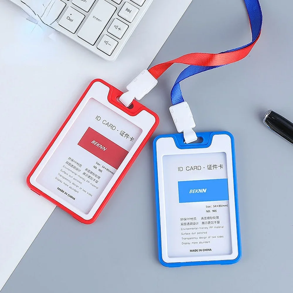 Bus Pass Card Sleeve Bank Business Work Card Holder Plastic ID Tag Name Badge Holder Nurse Staff Work Card Cover Protector