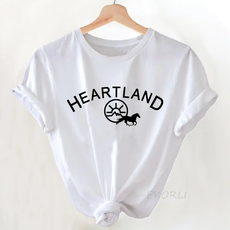 Retro Heartland Tshirt Women Comedy Drama TV Show Heartland Ranch T Shirt O Neck Women Summer Short Sleeve Graphic Tees Clothes