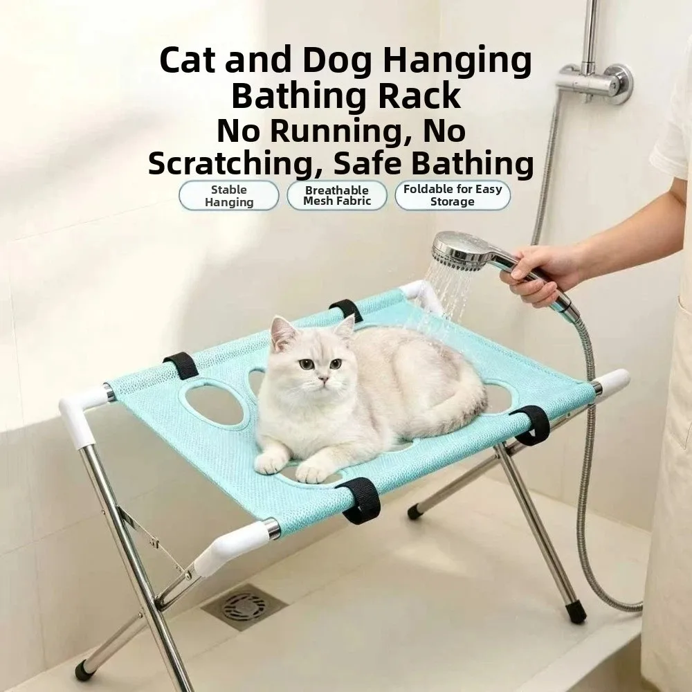 Foldable Pet Grooming Table Quick-Dry Mesh Non-Slip Pet Grooming Hammock Breathable Stable Structure Pet Washing Rack Small Pets