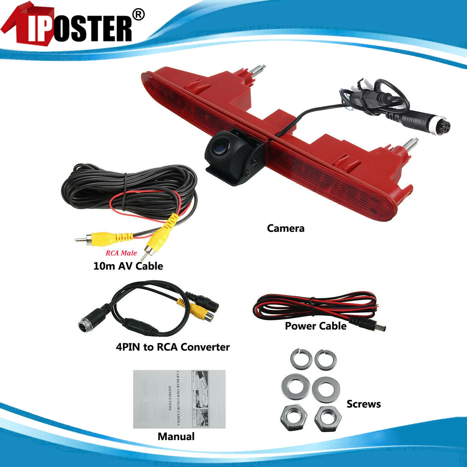 

iPoster 3RD Brake Light Reversing Camera Waterproof For Citroen Berlingo Peugeot Partner Vauxhall Combo Toyota ProAce