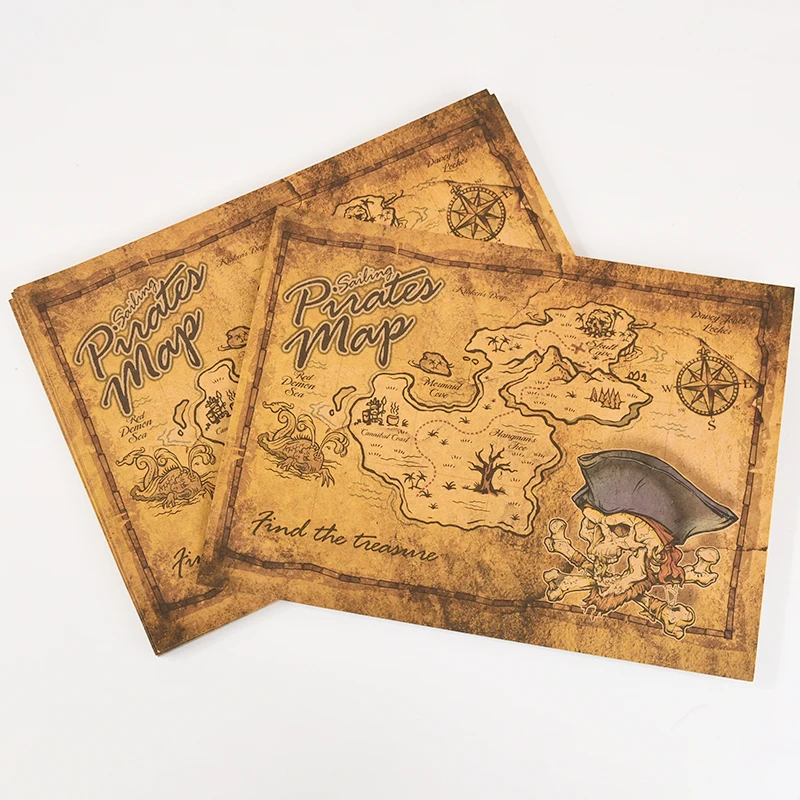 Pirate Adventure Treasure Hunt Map Classic Retro Kraft Paper Maps Party Cosplay Costume Props Halloween Pirate Theme Party Decor