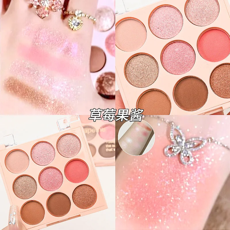 Paleta Cieni do Powiek 9 Kolorów Brokatowe Płatki Śniegu Lody Długotrwałe Cienie do Powiek Konturowanie Twarzy Uroczy Makijaż Oczu Kosmetyki Damskie