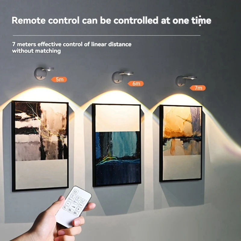 2200Mah Cat's Eye Bulb Motion Sensor Light Battery Operated 3 Color & Dimmable 360° Rotation Spotlight Painting Light