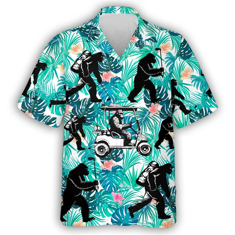 Funny Golf Hawaiian Shirt For Men Clothes Fashion Club Short Sleeve Button Clothing Sport Contest Beach Unisex Lapel Blouse Tops