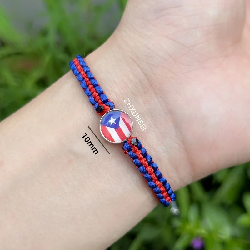 Rope String America Mexico Salvador Honduras Puerto Rico Flag Beaded Bracelets Handmade Jewelry Woven Bracelet for Women Men