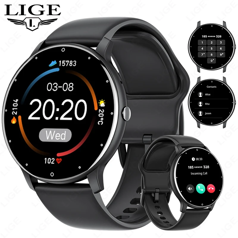 

LIGE Women Smart Watch Heart Rate Monitor Bluetooth Call Music Ladies Bracelet Fitness Sports Men Smart Watches for Android iOS