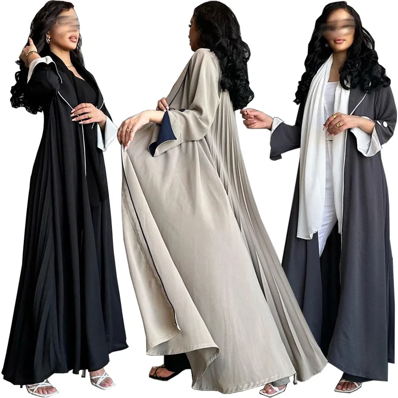 

Autumn and Winter Europe and America Elegant Dubai Abayas Long Cardigan Dress Muslim Moroccan Fashion Casual Open Abaya Vestidos