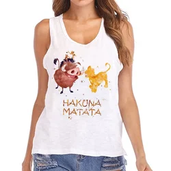 Anime Hakuna Matata Tshirt Vest Tnak Top Disney The Lion King T Shirt Cropped T-shirt Women Crop Top Vest Top Tees Clothes