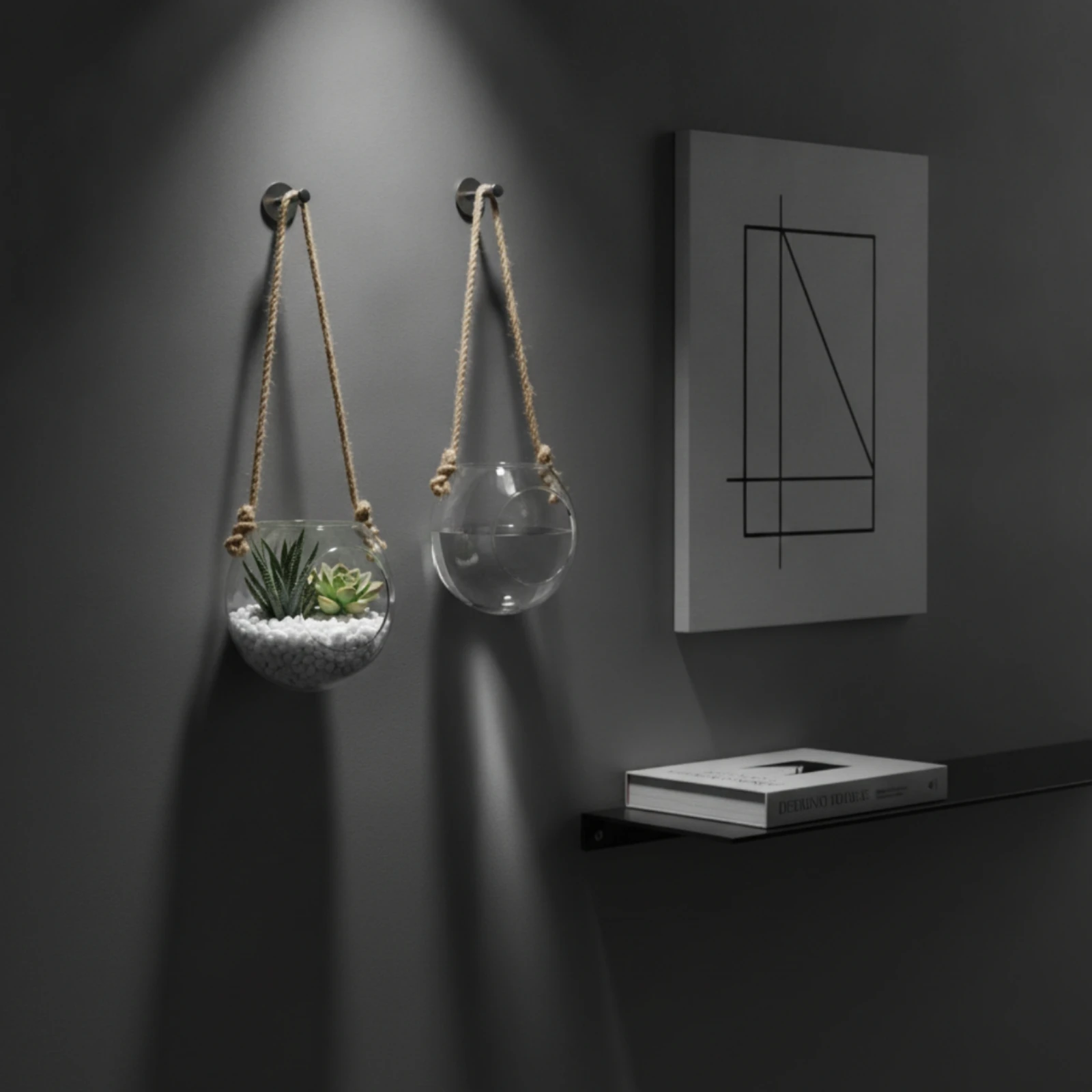 2 Pieces Wall Mounted Hydroponic Vase Contemporary Design Hydroponic Wall Vase Hanging Glass Planter Easy to Install