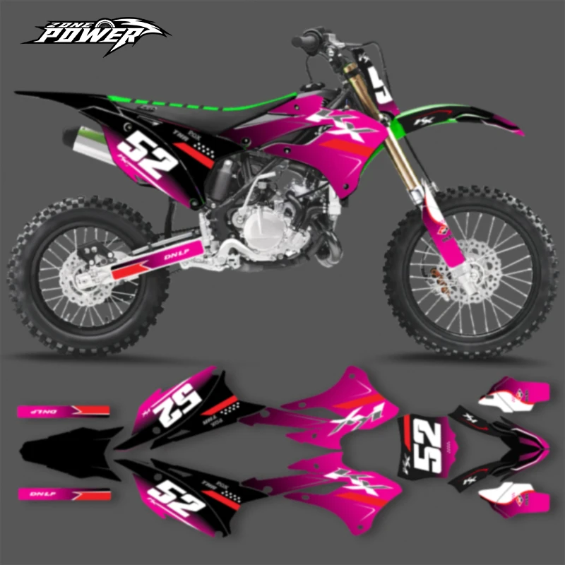 

Powerzone Custom Team Motorcycle Graphics Background Decals Stickers Kit For Kawasaki KX85 KX 85 2022 2023 2024