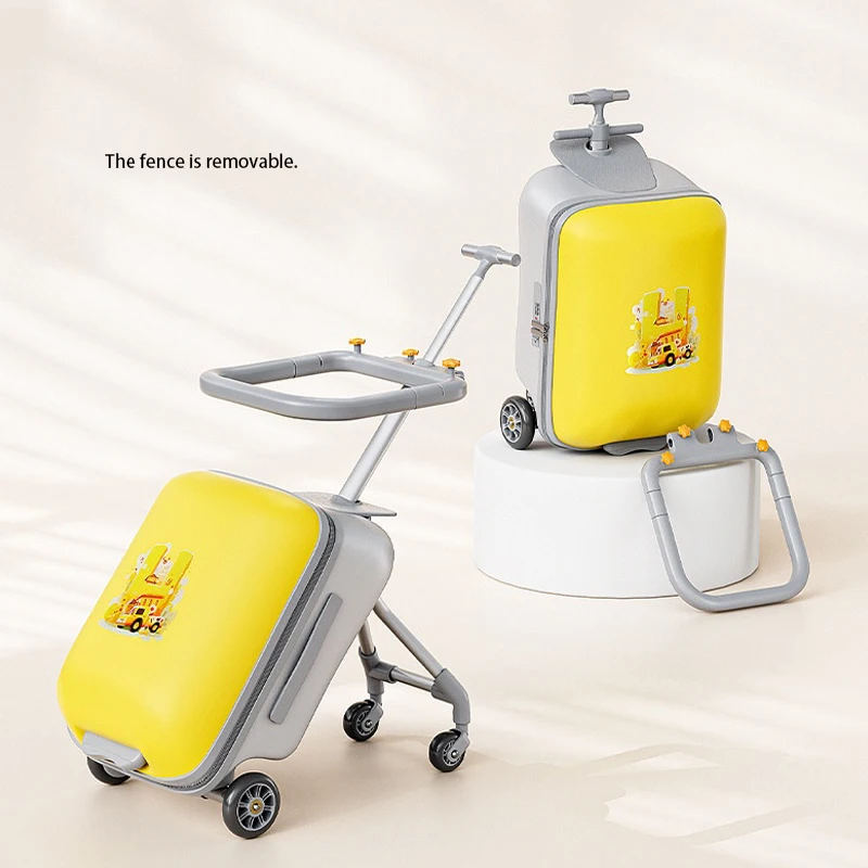 حقيبة سفر للأطفال 2 في 1 بعجلات مع منفذ شحن حقيبة ركوب الخيل للطفل مقاس 20 بوصة