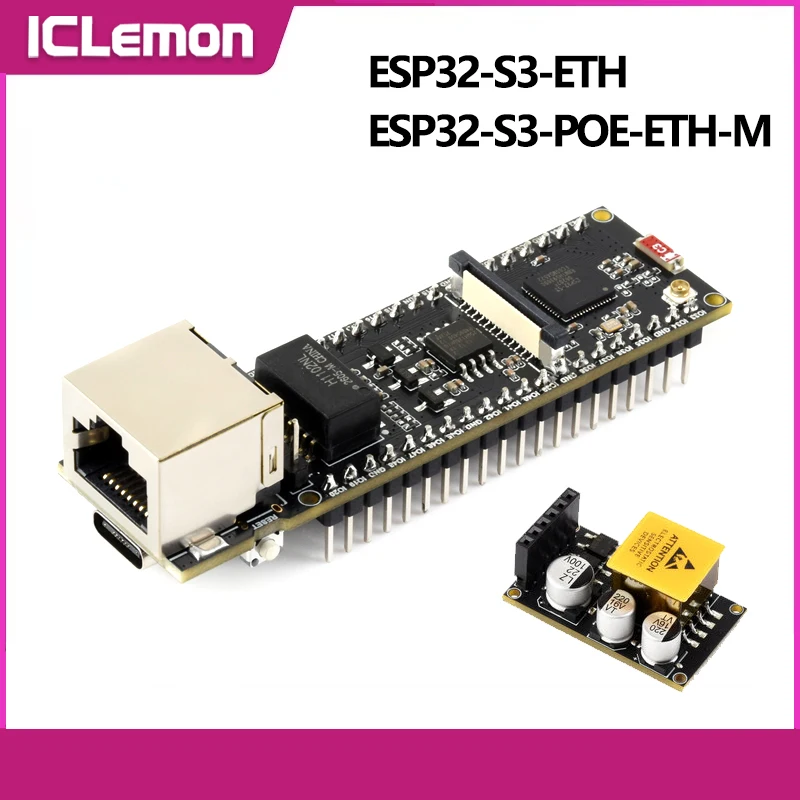 Płytka rozwojowa Waveshare ESP32-S3-ETH ESP32-S3 Ethernet obsługuje PoE, dwurdzeniowy procesor 240MHz, Wi-Fi i Bluetooth ESP32-S3-POE-ETH-M