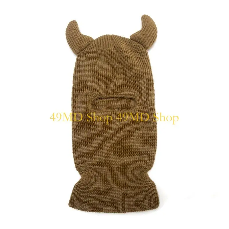 

49MD Вязаная Балаклава Хэллоуин Балаклава Балаклава с рогом дьявола Балаклава Вязаная шапка с капюшоном